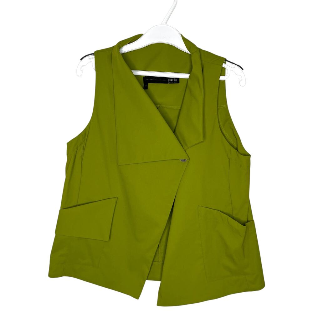Porto San Francisco Womens Vest 0 XS Zest Green USA Asymmetric Lagenlook Snap